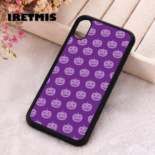 Iretmis 5 5S SE 2020 phone cover cases for iphone 6 6S 7 8 Plus X Xs XR 11 12 MINI Pro Max Soft Silicone TPU Purple Pumpkins