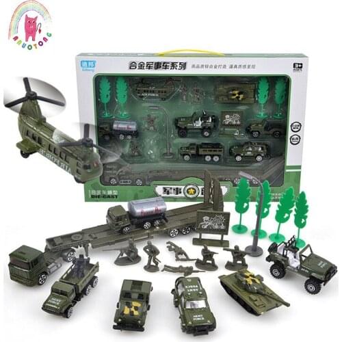 Children Alloy ABS Military Scene Model Simulation Vehicle Military Set Diecasting Birthday Gift Toy for Police Fire Engineering