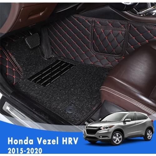 Double Layer Wire Loop Carpets Car Floor Mat For Honda Vezel HRV HR-V 2015 2016 2017 2018 2019 2020 Interior Accessories