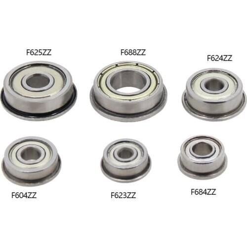 4pcs/lot Flange Ball Bearings F604ZZ f623zz F624ZZ F625ZZ F684ZZ F688ZZ 3D Printers Parts Deep Groove Pulley Wheel Aluminium