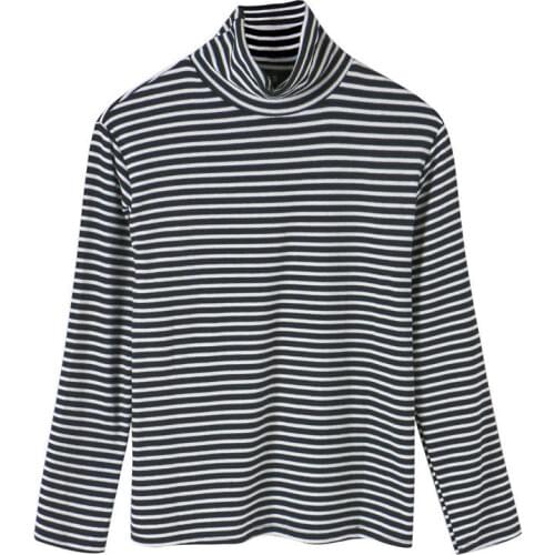 Black white striped high-collar Bottomwear for men women four-season long-sleeved t-shirt short T-tightness autum boyfriend gift