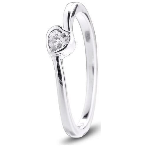 Clear Tilted Heart Solitaire Rings 100% 925 Sterling-Silver-Jewelry Free Shipping