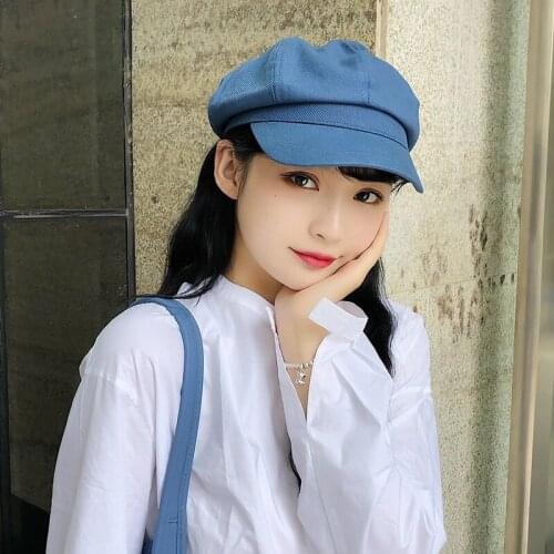Korean version of pure cotton and hemp octagonal hat summer men and women match British retro Beret painter hat Free Shipping