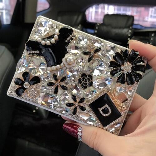 Driver License Rhinestone Leather Case Handwork Diamond Studded Motor Vehicle Protective Cover Book Holder Office Storage Decor
