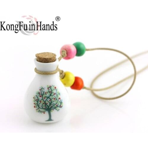 Hot Sale New Arrival Cute cherry tree perfume-bottle style pendant long necklace Handmake accessories jewelry Christmas gift
