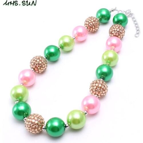 MHS.SUN Newest Kids Girls Chunky Beads Necklace Cute Child Bubblegum Chunky Necklace Handmade Party Jewelry Accessories