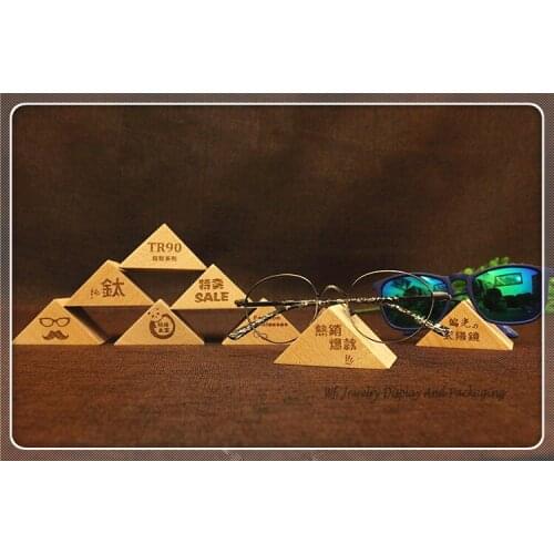 Fashion Triangle Wooden Sunglass Display Stand Eyeglasses Showing Rack Jewelry Holder Glasses Display Shelf Props 5pcs/lot