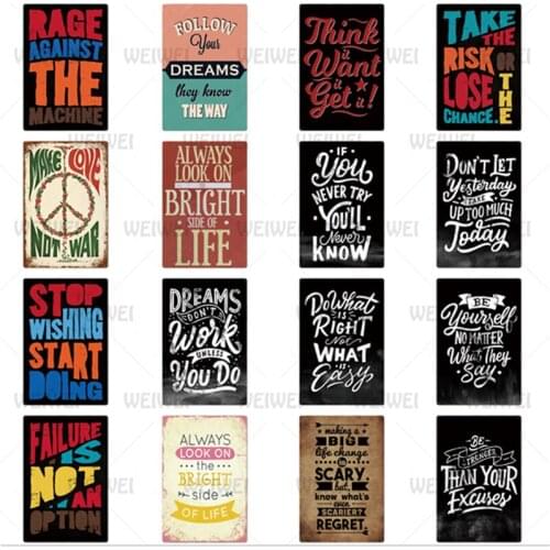 Text Motivational Quote Metal Sign Room Decoration Positive Words Iron Plate Home Decor Tin Plaque Wall Art Picture Modern Sign