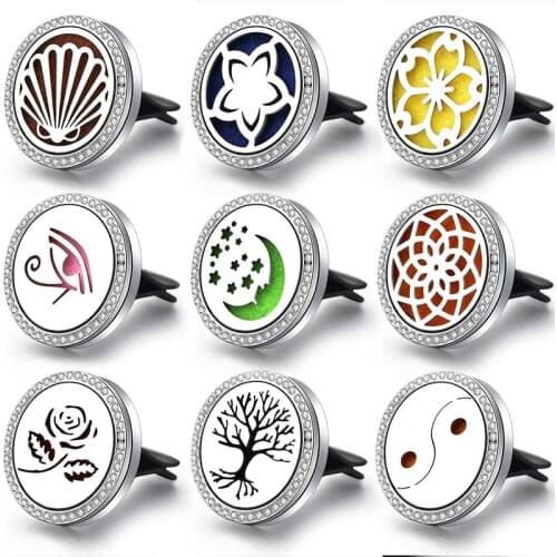 New Aromatherapy Zircon Jewelry Car Air Freshener Locket Essential Oil Diffuser Perfume Car Clip Pendant Fashion Car Accessories