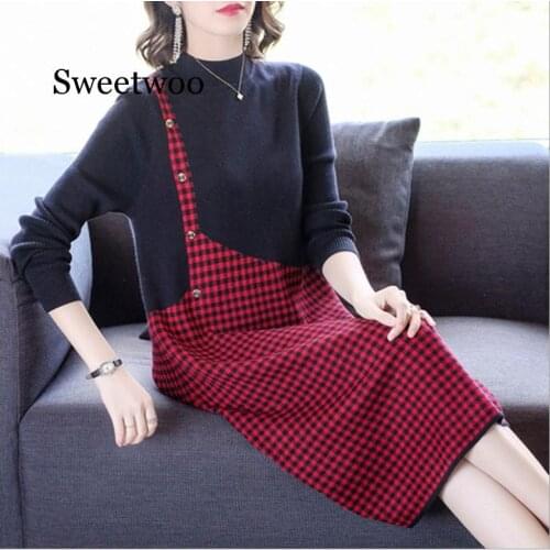 Autumn Dress loose 2020 Autumn New Womens Dresses Long Open Knitted Sweater Pullover Women
