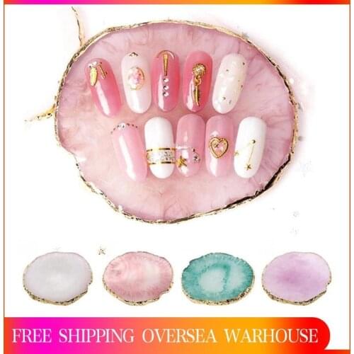 Natural Resin Agate Nail Art Color Paint Palette Holder Drawing Plate Gel Polish Tips Nail Color Mixing Display Palette Nail Art