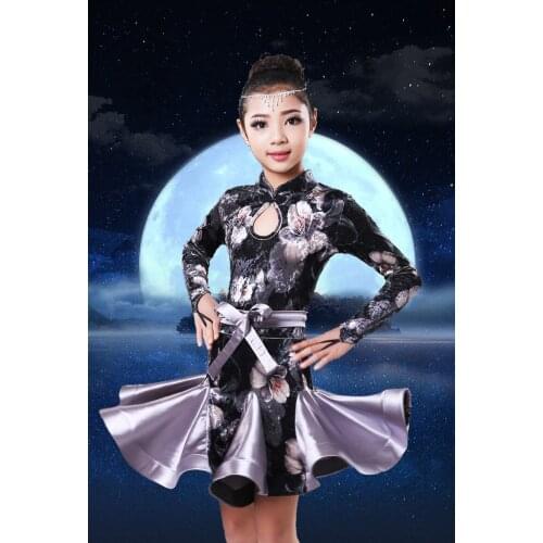 2019 girls latin dresses for dancing ballroom dance dress rumba samba velvet children samba cha cha tango skirt standard salsa