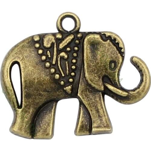 50pcs-Antique Bronze Elephant Charms Pendant, Jewelry Accessories 25x21mm