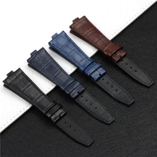 25mm Top Quality Genuine Leahter Watchband For Vacheron Constantin OVERSEA Watch Strap Black Blue Brown Man Wrist Bracelet