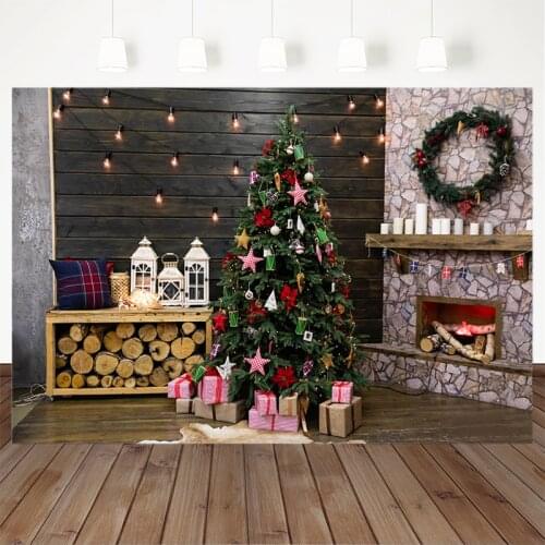 Christmas Photography Background Christmas Tree Fireplace Gift X-mas Backdrop Portrait For Photo Studio Newborn Baby Photocall
