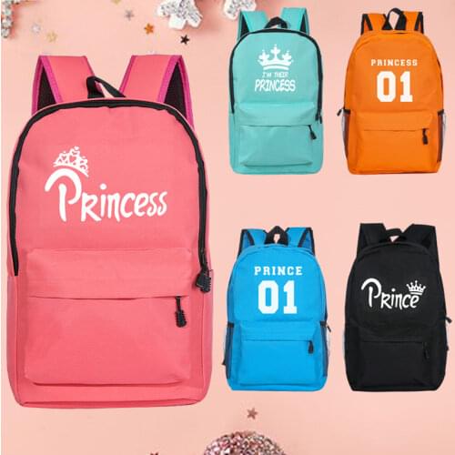 Princess Prince Print School Bags for Girls Boy Backpack Female Laptop Storage Pouch Children Backpacks Schoolbag Kids Bag Pack