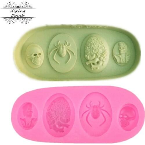 Halloween Brain Skull Spider Silicone Molds Cake Decorating Mould Baking Tools Fondant Chocolate Mold cake tools