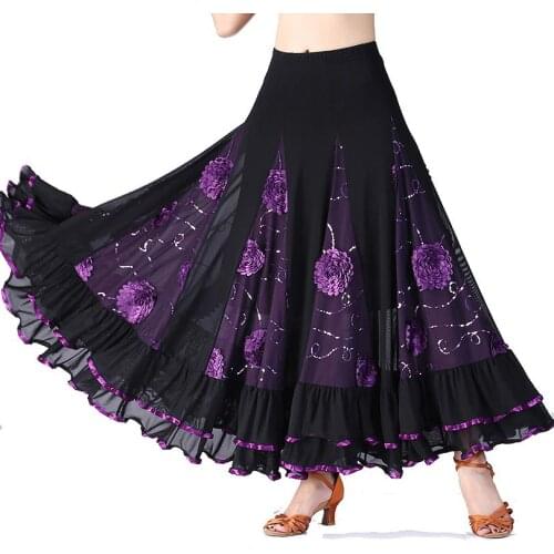 Modern Ballroom Long Skirts Ladies New Flamenco Dance Costume Skirt Waltz Standard Tango Dancewear Performance Big Swing Skirt