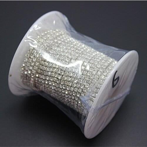 SS6 densify crystal stone silver base,retail Crystal rhinestone cup chain,rhinestone garment accessories15008A