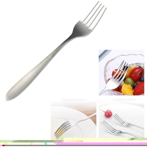 20CM Korean Dinner Forks Long Handle Steak Table Fork Steel Kitchen Cutlery Luxury Silver Tableware Salad Fork