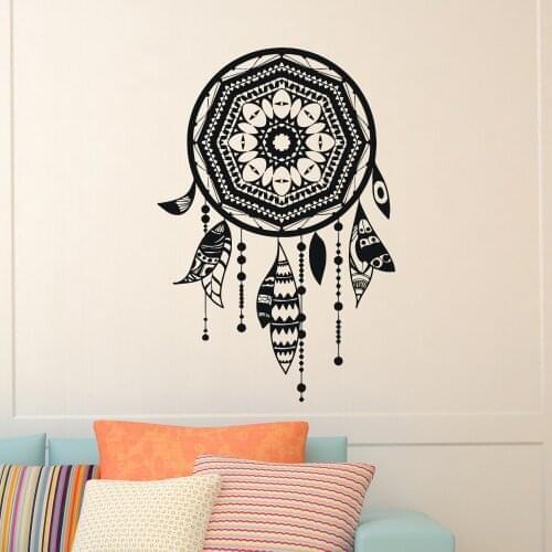 Vintage Dream Catcher Vinyl Wall Stickers Indian Feather Dreamcatcher Wall Decal Living Room Decor Bedroom Decal Wall Art S-550