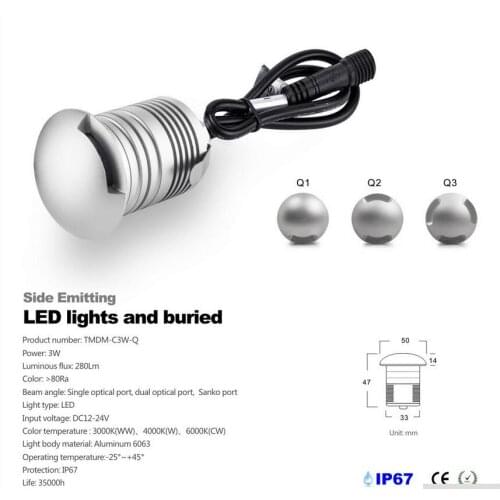 Waterproof IP67 DC12V-24V 3W Mini LED Underground Light Floor Step Deck Light 3W Stairs Inground Lamps Buried Spotlight 10pcs