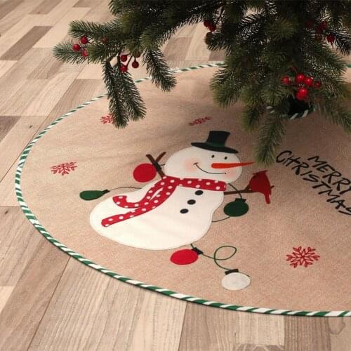 High Quality Christmas Tree Collar Exquisite Rustic Fabric Santa Snowman Dolls Christmas Tree Skirt for Party