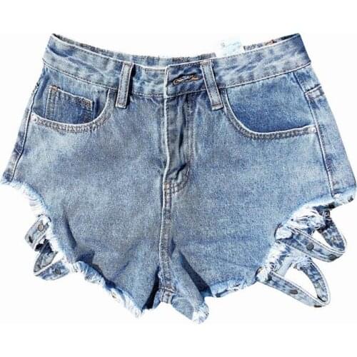 ZG1081 2020 spring summer new womenswear fashion show slim high-waisted cutouts cropped jeans shorts cheap wholesale