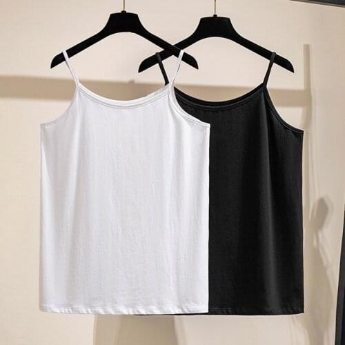 175Kg Plus Size Womens Bust 170cm Slim Bottoming Sling T-shirt Solid Sleeveless Camis Black White 3XL 4XL 5XL 6XL 7XL