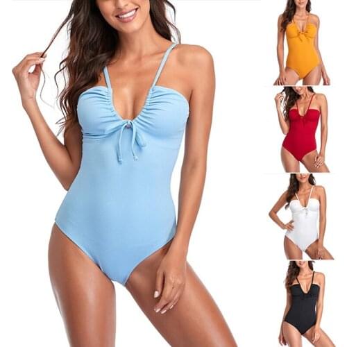 Womens Sexy Bikini One-Piece Halter High Waist Slimming Halter One-Piece Swimsuit
