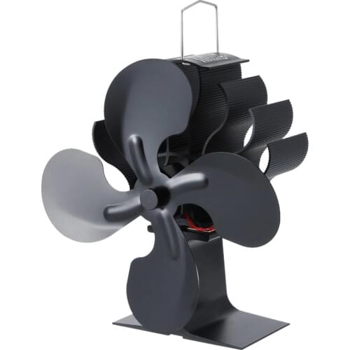 1pcs Black 4 Blades Fireplace Fan Quiet Safe Wood Burning Stove Ecofan Heat Powered Efficient Heat Distribution Home Fireplace