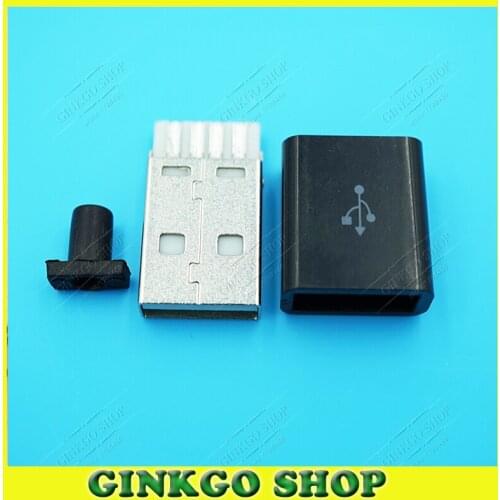 10sets/lot 2.0 USB Male connector, USB Plug, USB 2.0 Male plug Jack Colour Black free shipping