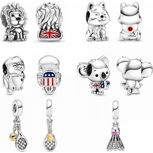100% Real 925 Silver Charms Cute Lion Beads Pendants Fits Original Bracelets Necklace Bangles Women Jewelry DIY Making