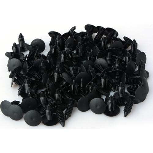 100Pcs Auto Fastener fit 8mm Hole Nylon Car Clips Fender Bumper Shield Retainer Plastic Rivet For Ford Chrysler Automobile