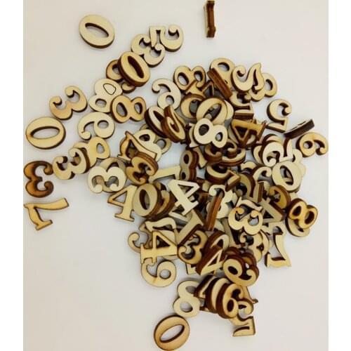 100x Natural Wood Blank Unfinished Wooden 0-9 Arabic Numbers For Kids Craft Toys 15mm