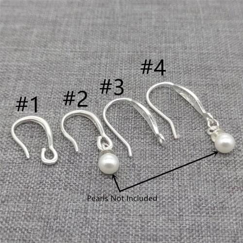 4prs of 925 Sterling Silver Ear Wire Earring Hook Cup Peg Drop Earring Component