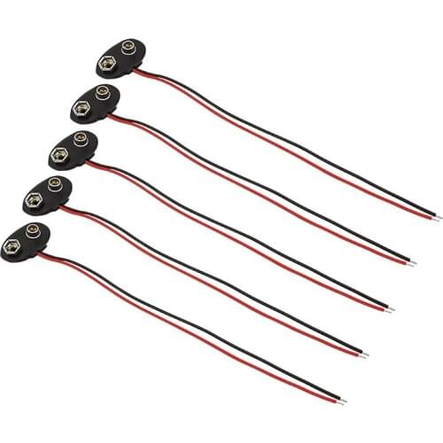 5Pcs T type 9V Battery Clips Connector Snap Power Cable Connectors Lead Wire Holder Line Length 15CM