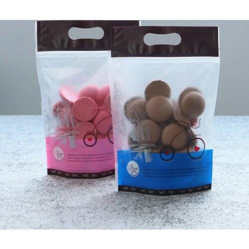 50pcs Food biscuit snack candy packing bag pink/blue matte self-sealing zipper ziplock bag small plastic pouch