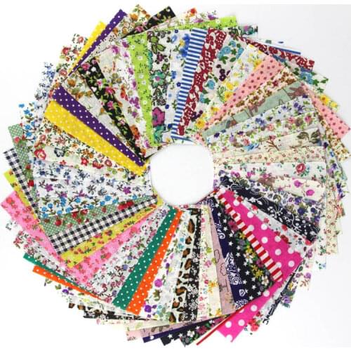 50pcs Assorted Sewing Square Floral Printed Cotton Cloth Sewing Quilting Fabric for Patchwork Needlework DIY Handmade Materials