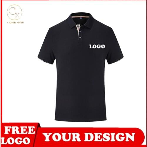 7 colors in summer men and women can wear casual solid color lapel short-sleeved POLO shirt custom LOGO printing DIY brand text