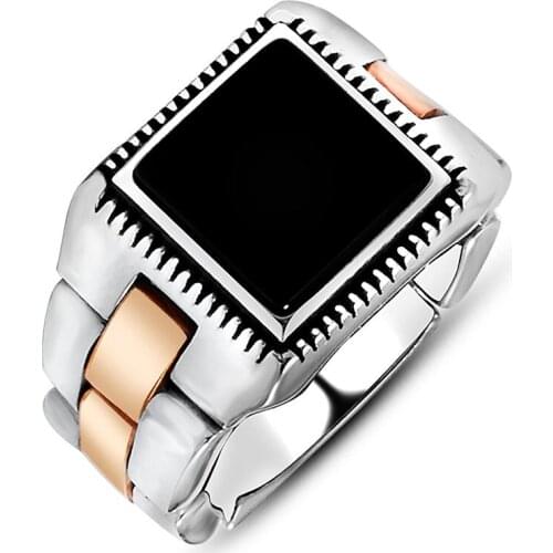 925 sterling Silver Onyx Stone Plays Sleeve Ring