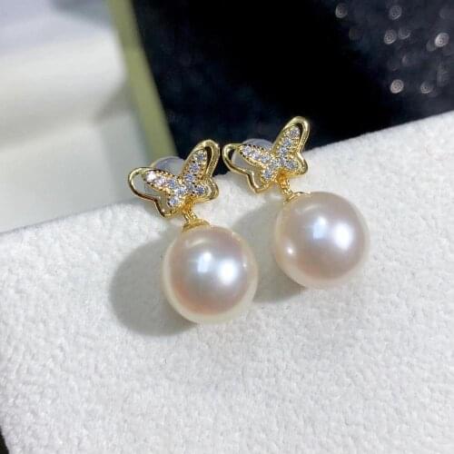 Butterfly 925 Sterling Silver Earrings Findings Settings Base Mountings Parts for Pearls Agate Crystal Stones Jade 5pairs/lot