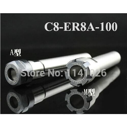 Free Shipping C8 ER8 A 100L Collet Chuck Holder 100MM Extension Straight Shank for ER8 Collet with ER8A Nut