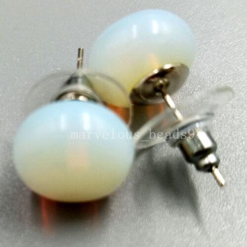Free shipping Fashion Jewelry Opal Opalite Round Art Women Men Stud Earrings MC5215