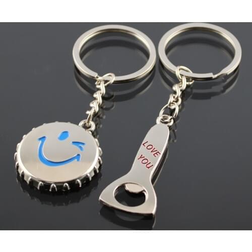 Smile Bottle Cap Starter Key Chains Creative Vintage Personailzed Couple Lover Car Key Ring Bag Accessories Decoration Souvenirs