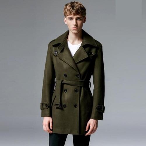 Brand Europe Winter Wool Coat For Mens Latest British Style Loose Woolen Outwear Business Man Army Green Overcoat 6xl