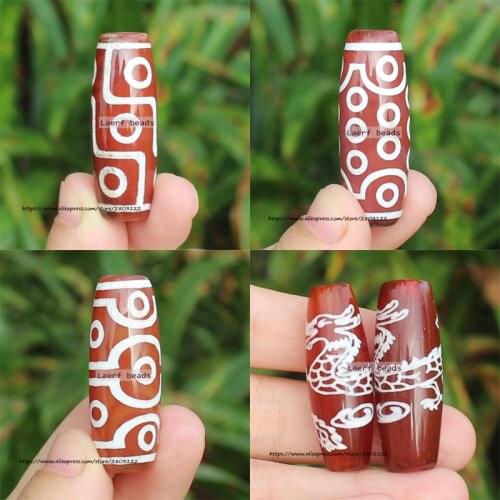 13-15x39-40mm Red Ancient Tibet Dzi Agate Loose Beads,Many patterns,Lucky Symbol,Powerful Amulet , For DIY Jewelry making