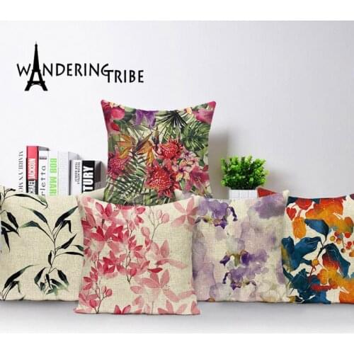 Retro Botanical Cover Cushion Floral Leaves Decoration Pillows Cases Jungle Pillowcases Cushions Covers Sofa Throw Pillows Cases