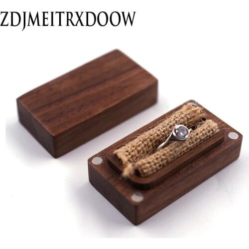 Black walnut Personalized Rustic Wedding Wood Ring Box Holder Custom Your Names and Date Wedding Ring Bearer Box