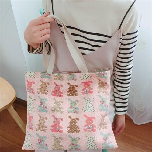Printed Canvas One-shoulder Shopping Bag Eco-friendly Student Handbags Cartoon Cute Large Capacity Storage Bag Wallet Organizer
